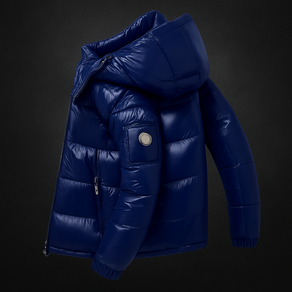 Premium Unisex Winter Pufferjacke – Ultra Warme Daunenoptik Jacke mit Kapuze & Glanzfinish  Wintermantel für Männer & Frauen