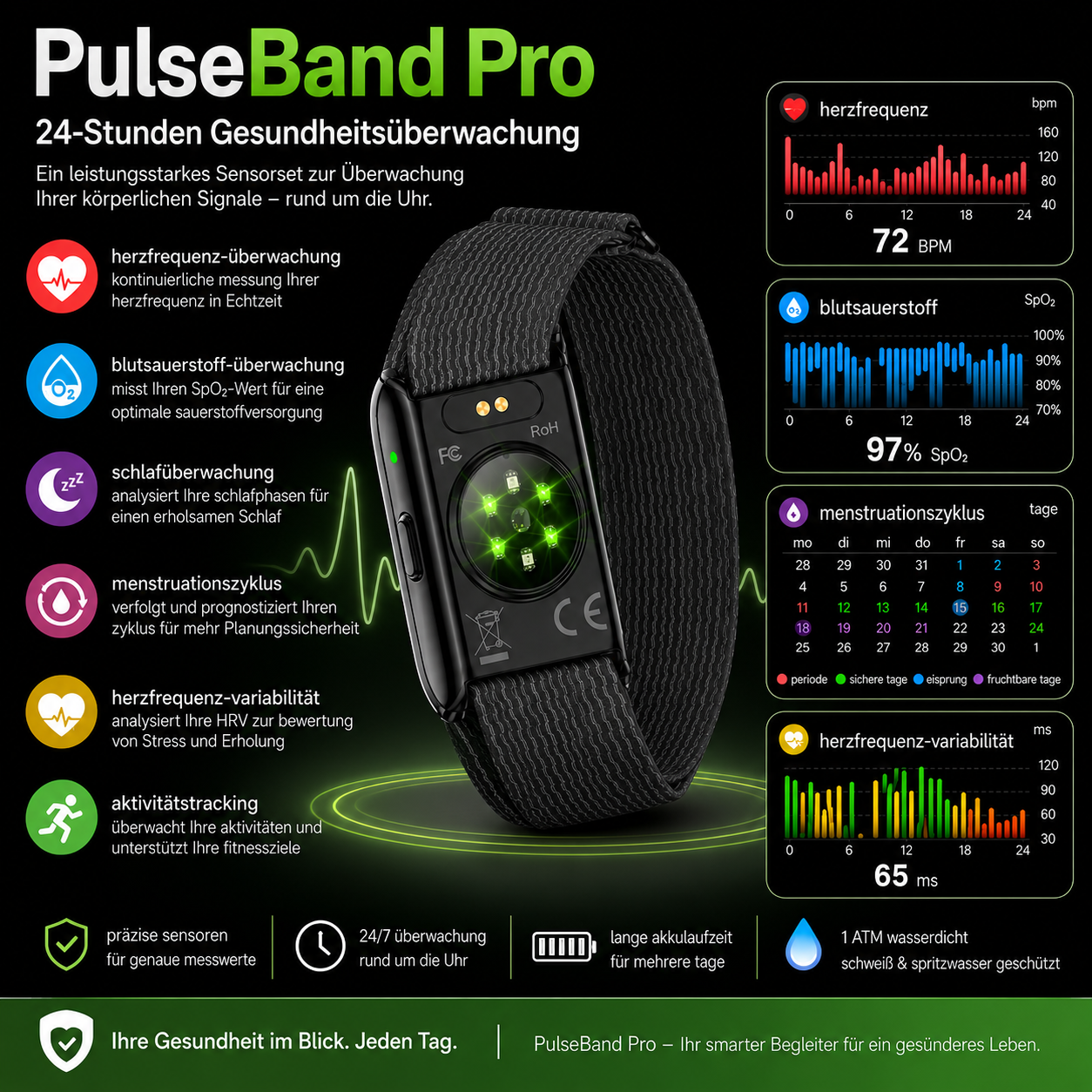 PulseBand Pro -  Ihr smarter Begleiter für Gesundheit & Fitness