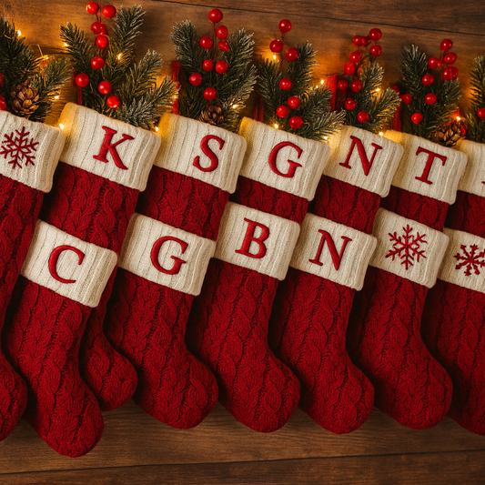 CozyKnit Weihnachtsstrumpf , Handgemacht, edel & personalisiert mit Buchstaben