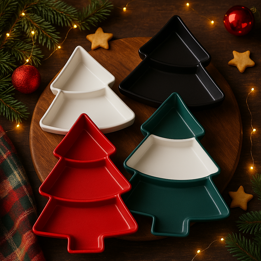 Weihnachtsbaum Servierschalen Set , Festliche Snackschalen für Weihnachten
