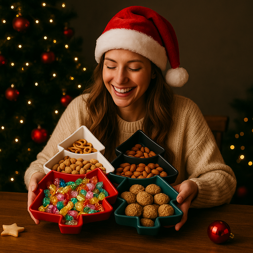 Weihnachtsbaum Servierschalen Set , Festliche Snackschalen für Weihnachten