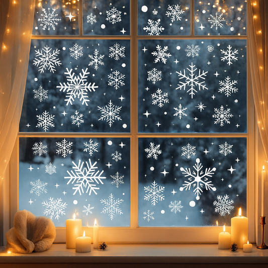 ⭐ Magische Weihnachts Fenstersticker , Verwandle deine Fenster in ein Winterwunderland