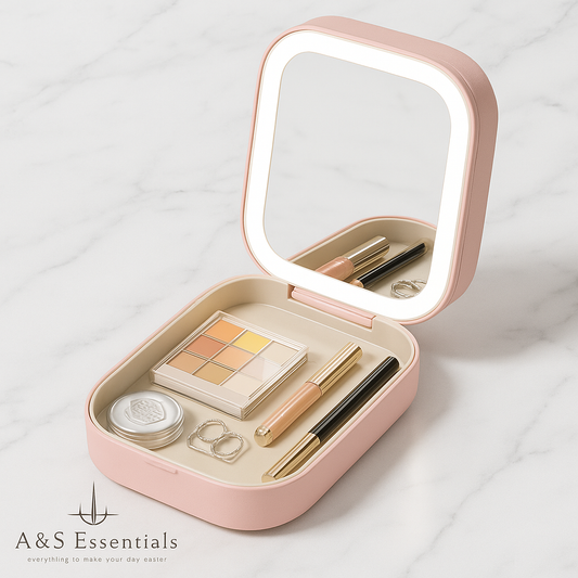 Die tragbare Makeup Storage Box mit LED-Spiegel und Touch Light