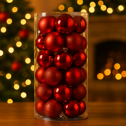 Winterglanz Weihnachtskugeln , 24 funkelnde Highlights für deinen Baum , Edles Weihnachtskugeln Set 3/4/6 cm , Glitzer & Glanz Christbaumschmuck