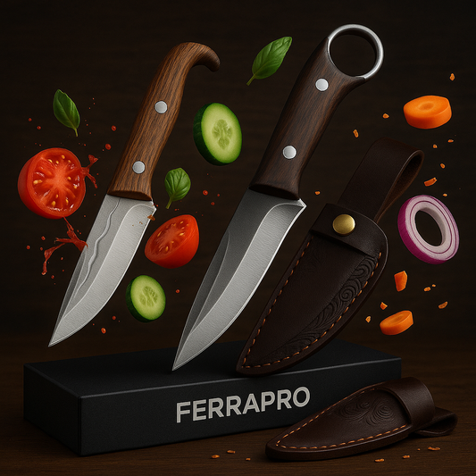 FerraPro mit Holzgriff , Perfekte Schärfe für Fleisch & Gemüse